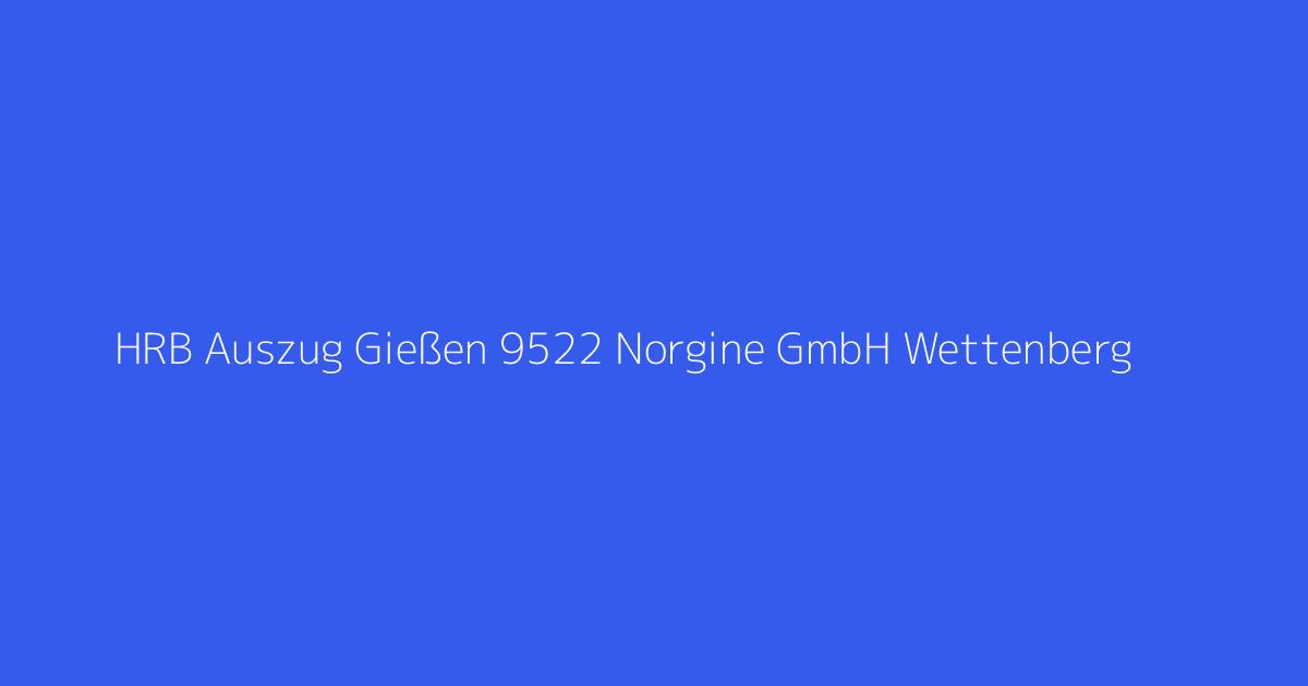 HRB Auszug Gießen 9522 Norgine GmbH Wettenberg